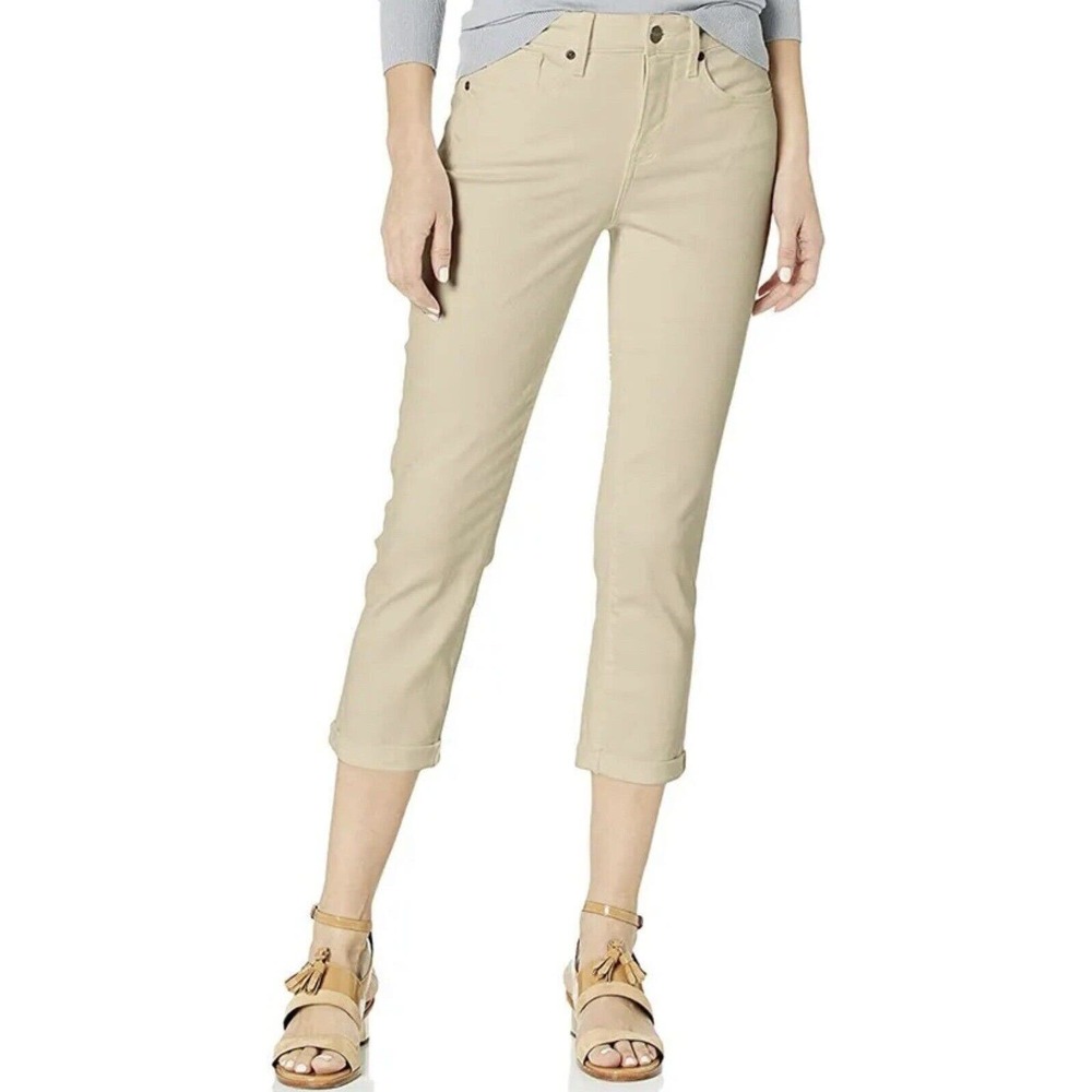 NYDJ Not Your Daughter Jeans Khaki Feather Chloe Skinny Capri Jeans Tummy SZ 2/4